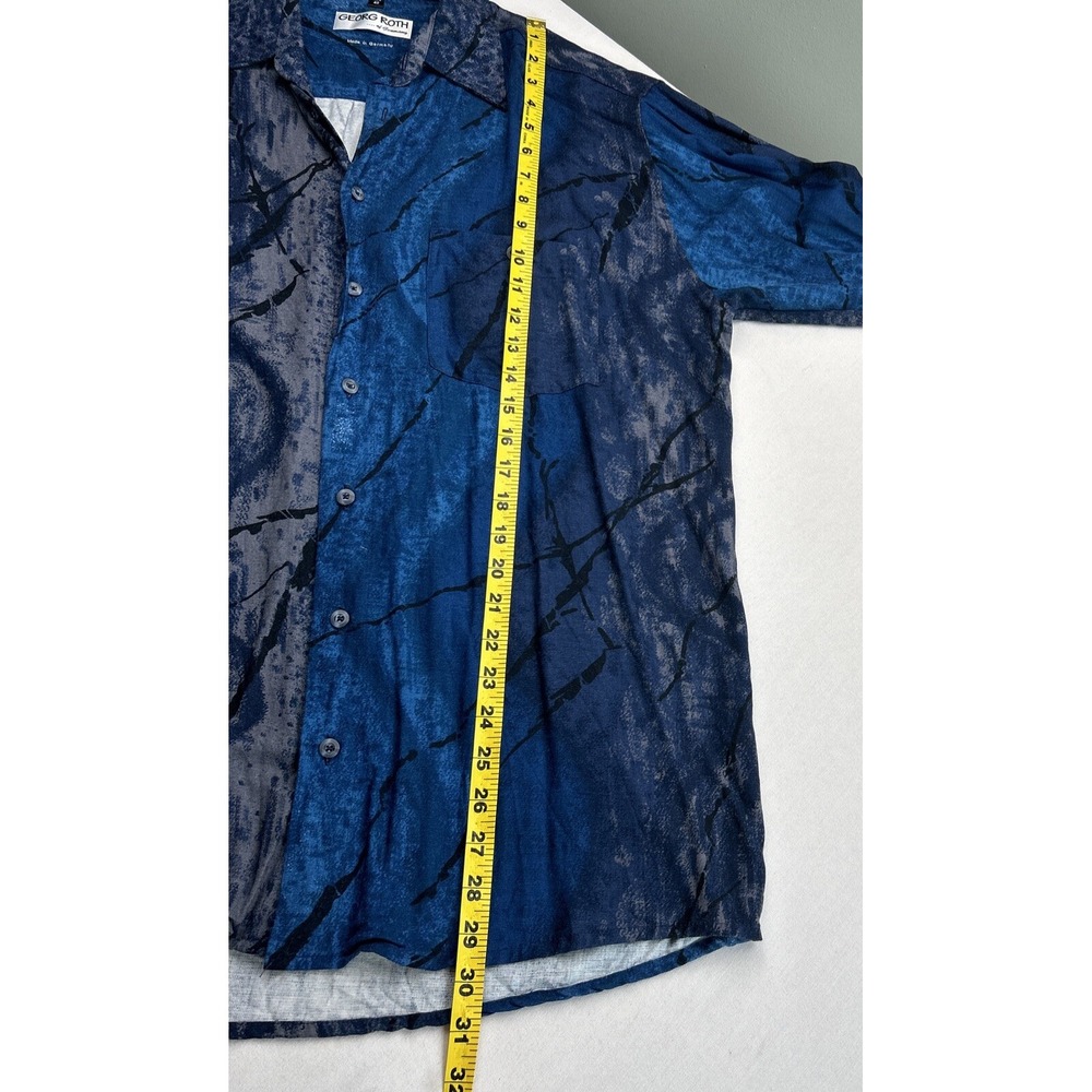Vintage Georg Roth of Germany Mens Blue Medium Geometric Long Sleeve Shirt - Picture 9 of 15